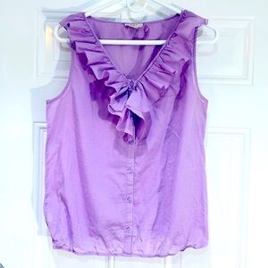 LOFT Lavender Ruffle Blouse Medium